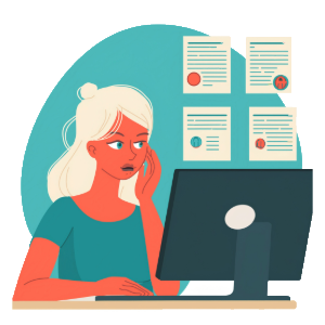 Illustration of person at computer